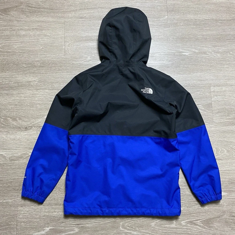 The North Face Boy's DryVent Hooded Rain Jacket M (10/12) Blue Black Windbreaker